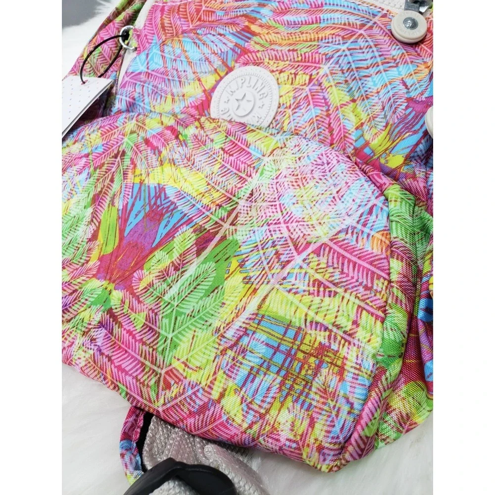 NEW KIPLING Nylon Challenger School Backpack PALM TREE TROPICAL PINK GIRL SCHOOL